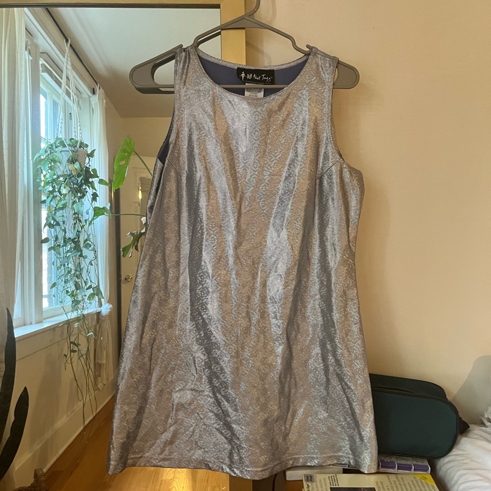 VINTAGE All that Jazz Silver Sleeveless A-Line Dress